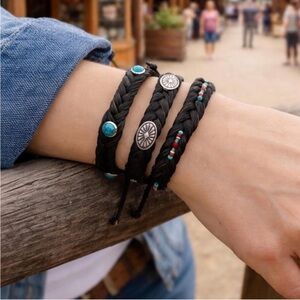 Western Style Braided Horse Hair Bracelet Handmade Cowboy Free People Inspo NWT